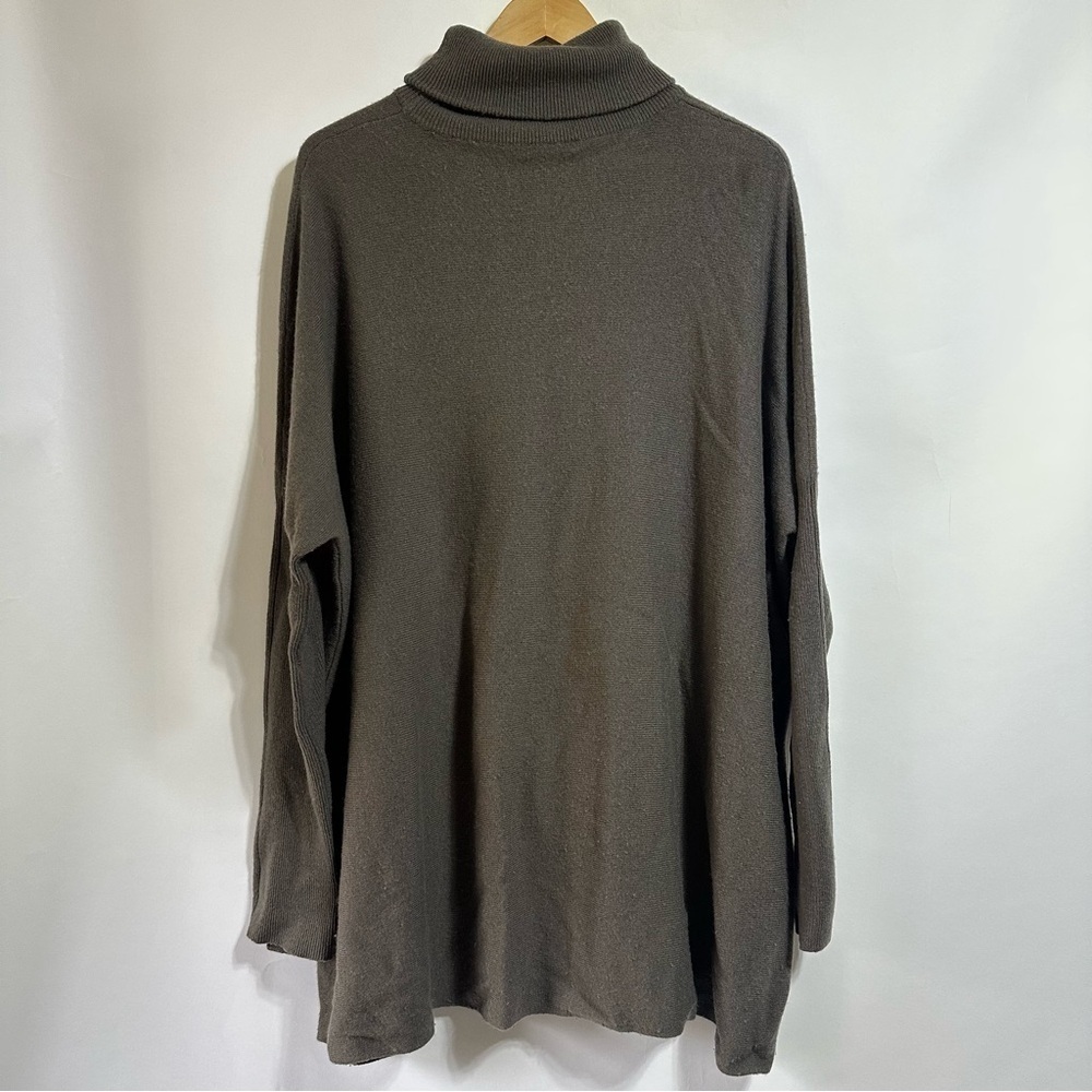Garnet Hill dark Gray Wool Cashmere Oversized Turtleneck Sweater tunic small - Picture 4 of 9